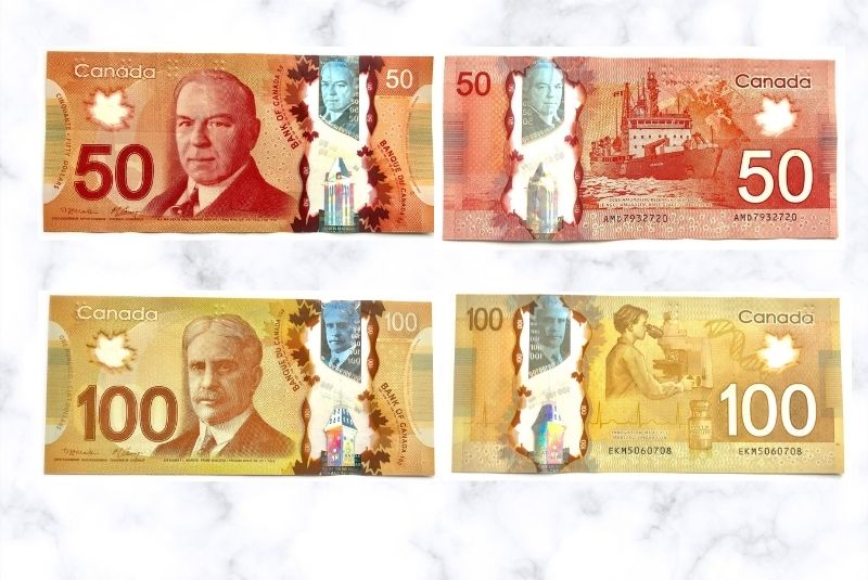Các mệnh giá 50 và 100 đô la Canada
